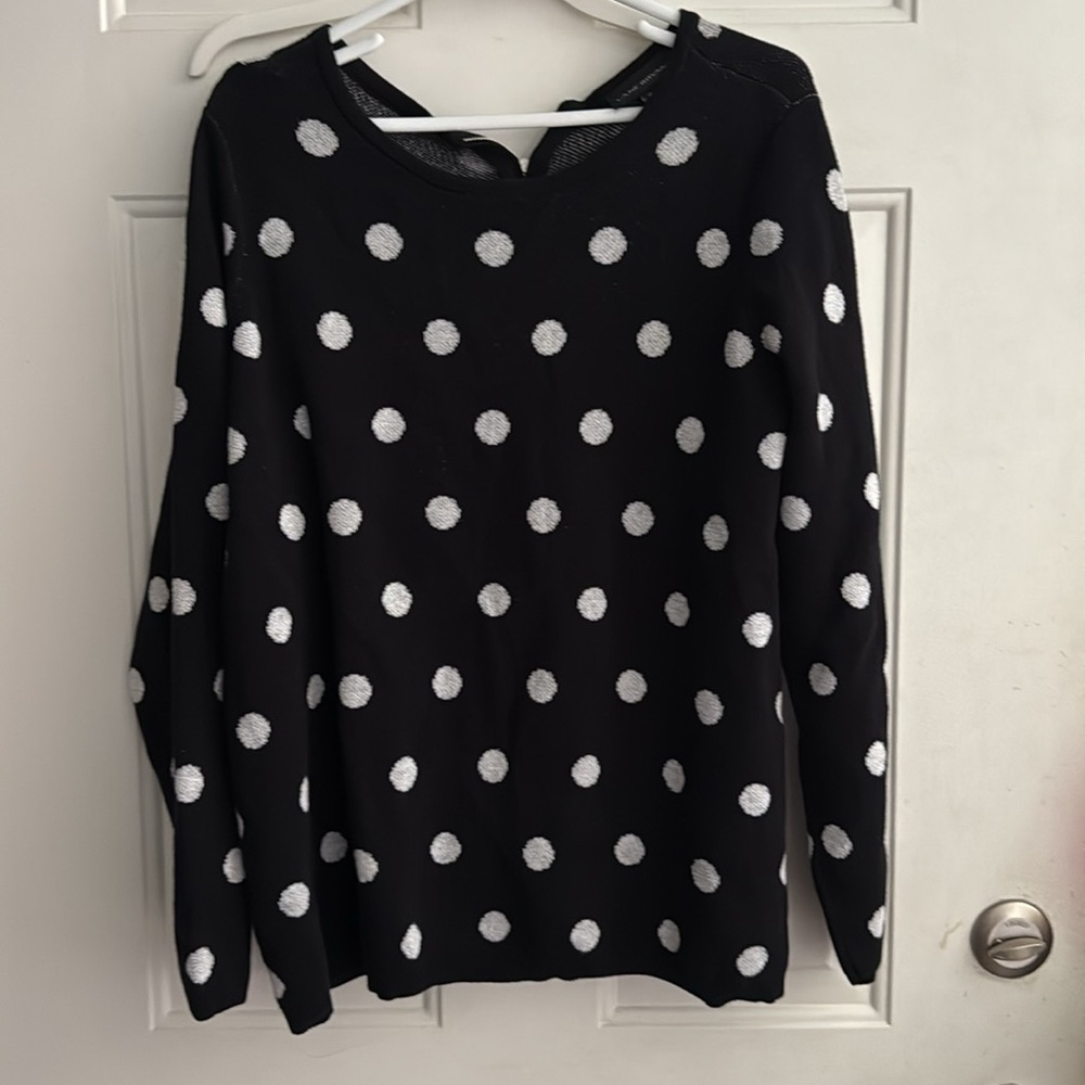 Lane Bryant polka Dt Sweater Zip up back